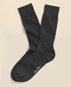 Cotton Blend Ribbed Crew Socks