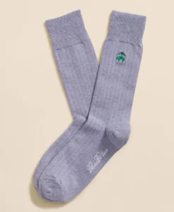 Cotton Blend Ribbed Socks with Embroidered Golden Fleece®