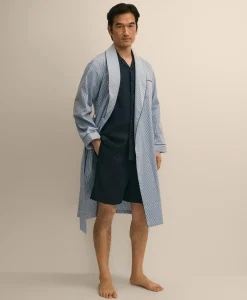 Cotton Blend Seersucker Robe