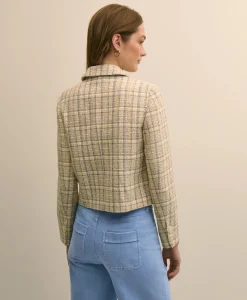 Cotton-Blend Shimmer Tweed Cropped Jacket