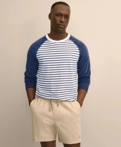 Cotton Blend Terry Cloth Stripe Sweatshirt