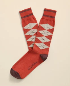 Cotton-Blend Tipped Argyle Socks