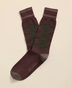 Cotton-Blend Tipped Argyle Socks