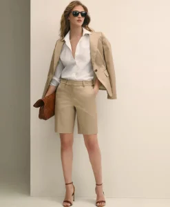 Cotton Blend Twill Bermuda Shorts