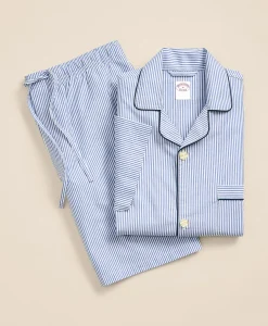 Cotton Broadcloth Striped Short Pajamas