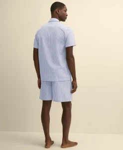Cotton Broadcloth Striped Short Pajamas