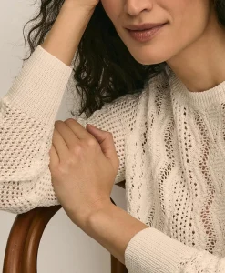 Cotton Cable-Knit Cropped Sweater
