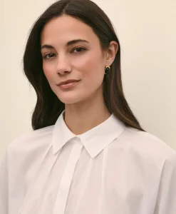Cotton Dobby Relaxed Dolman-Sleeve Shirt