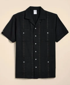 Cotton Guayabera Embroidered Short-Sleeve Shirt