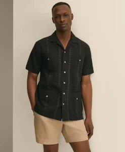 Cotton Guayabera Embroidered Short-Sleeve Shirt