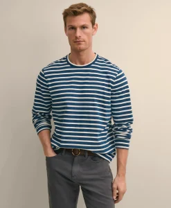 Cotton Indigo-Dyed Heavyweight Mariner Stripe Long-Sleeve T-Shirt