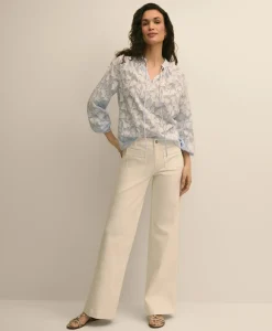 Cotton Jacquard Peasant Blouse