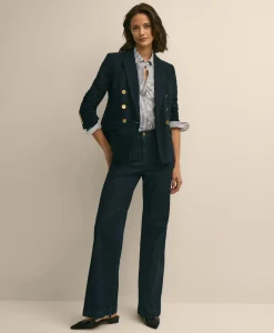 Cotton Knit Double-Breasted Blazer
