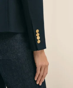 Cotton Knit Double-Breasted Blazer