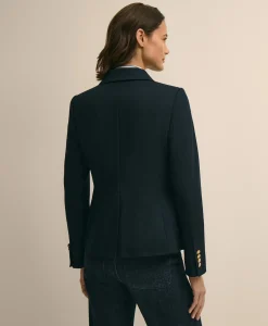 Cotton Knit Double-Breasted Blazer