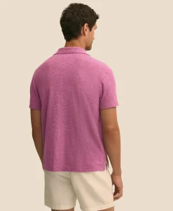 Cotton-Linen Pique Johnny Collar Shirt