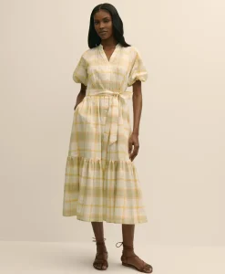 Cotton Madras Maxi Shirt Dress