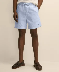 Cotton Oxford Stripe Lounge Shorts