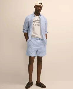 Cotton Oxford Stripe Lounge Shorts