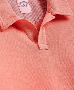 Cotton Pique Garment-Dyed Johnny Collar Polo Shirt