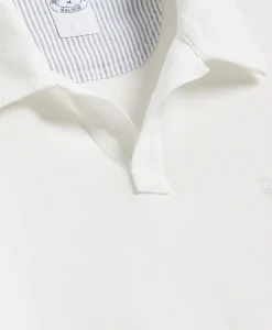 Cotton Pique Garment-Dyed Johnny Collar Polo Shirt