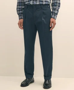 Cotton Pleated Side-Tab Chino