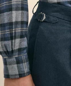 Cotton Pleated Side-Tab Chino