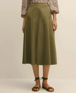 Cotton Sateen A-Line Skirt