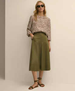 Cotton Sateen A-Line Skirt