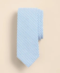 Cotton Seersucker Stripe Tie