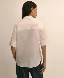 Cotton Short-Sleeve Drop-Shoulder Shirt
