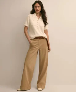 Cotton Short-Sleeve Polo Sweater