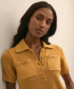 Cotton Short-Sleeve Polo Sweater