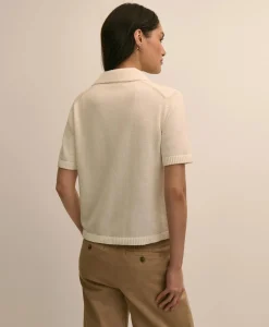 Cotton Short-Sleeve Polo Sweater