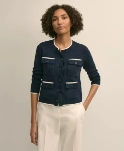 Cotton Tipped 4-Pocket Cardigan