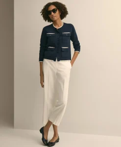Cotton Tipped 4-Pocket Cardigan