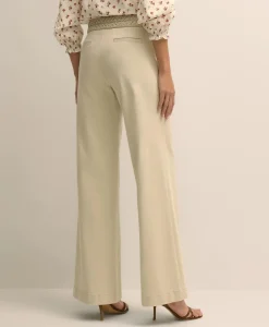 Cotton Twill Braided-Detail Wide-Leg Pants