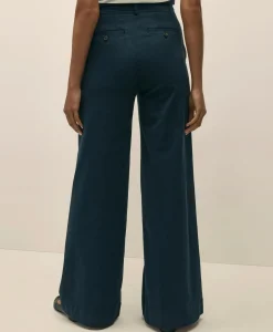 Cotton Twill Wide-Leg Pant