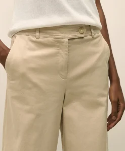 Cotton Twill Wide-Leg Pant