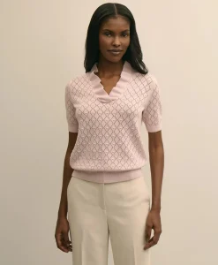 Cotton Viscose Short-Sleeve Ruffle Sweater