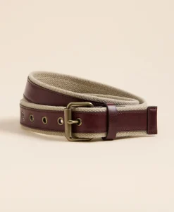 Cotton Webbed, Leather Overlay Belt