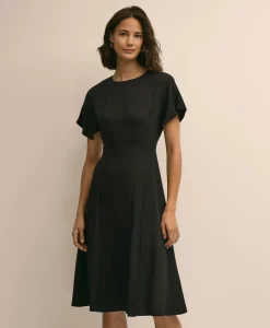 Crepe Viscose Butterfly Sleeve Dress
