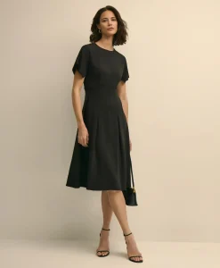 Crepe Viscose Butterfly Sleeve Dress