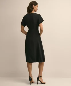 Crepe Viscose Butterfly Sleeve Dress