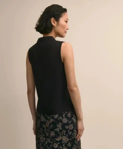 Cross-Neck Sleeveless Knit Top