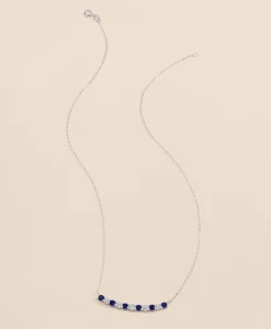 0.63 CT. Lab-Grown Diamond 3mm Sapphire 14k White Gold Necklace