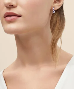 1 CT. Lab-Grown Diamond 3mm Sapphire 14k White Gold Hoop Earrings