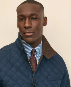 Diamond-Quilted Blazer in Cotton Blend