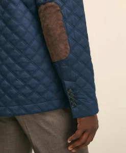 Diamond-Quilted Blazer in Cotton Blend