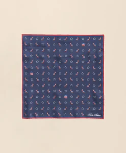 Donkey Motif Silk Pocket Square